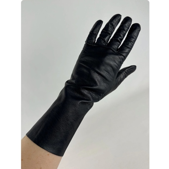 Vintage 1950’s ‘Aris of Paris’ Real Kid Navy Blue Leather Long Gloves - 7 1/2 - Picture 3 of 10